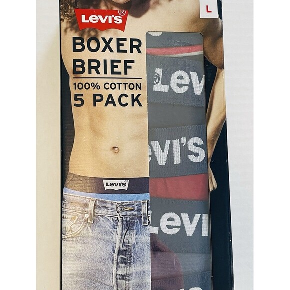 Levi’s Boxer Brief 100% Cotton 5 Pack Men’s L Style#5MB1986LW1 Color:AST - Picture 1 of 8